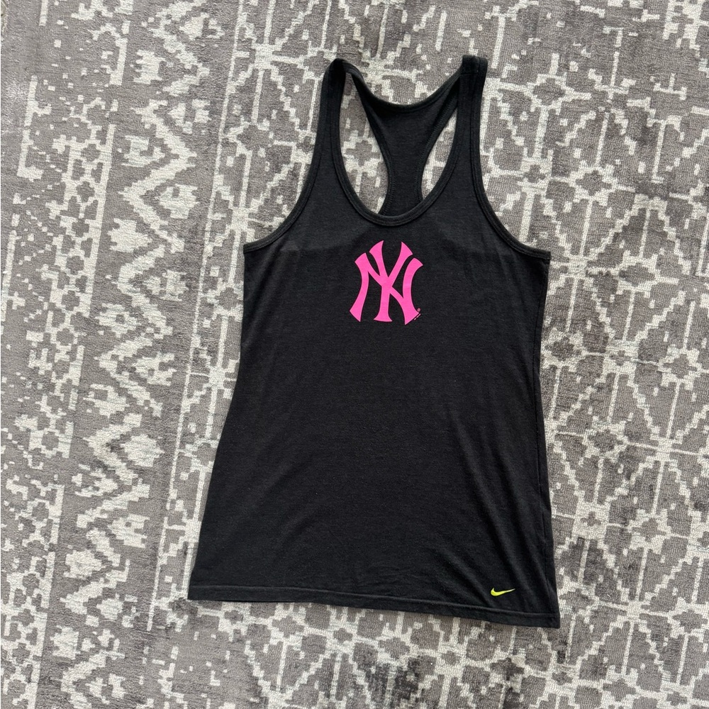 GUC S Nike Racer Back Charcoal Grey Yankees Tank Top Long Baseball Hot Pink